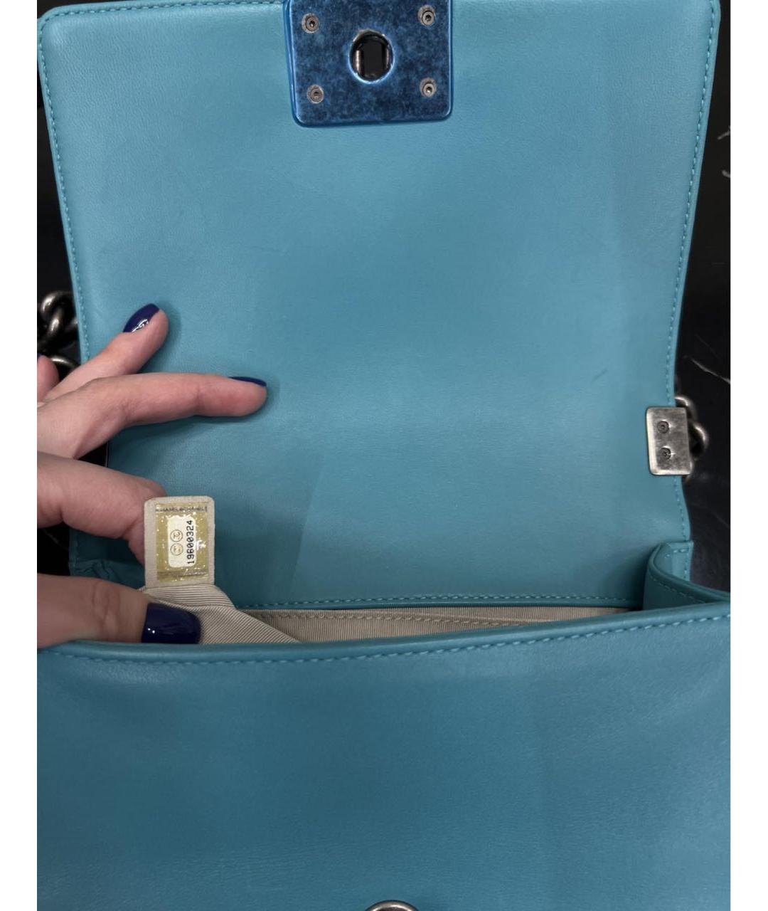 CHANEL Бирюзовая кожаная сумка через плечо, фото 8