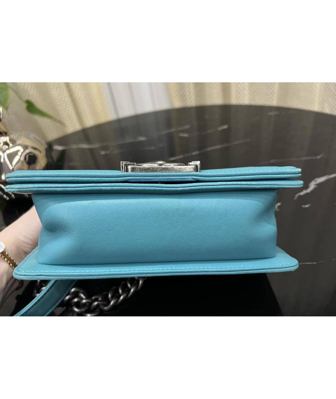 CHANEL Бирюзовая кожаная сумка через плечо, фото 6