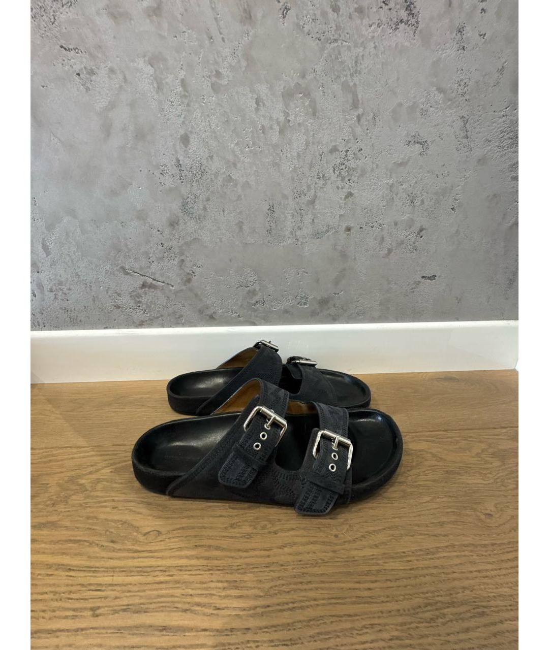 ISABEL MARANT Черные кожаные шлепанцы, фото 7