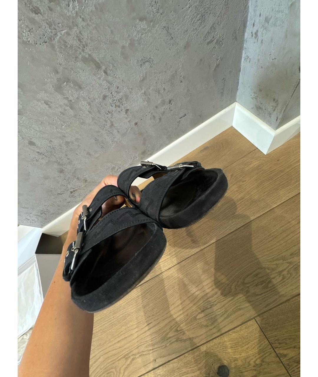 ISABEL MARANT Черные кожаные шлепанцы, фото 5