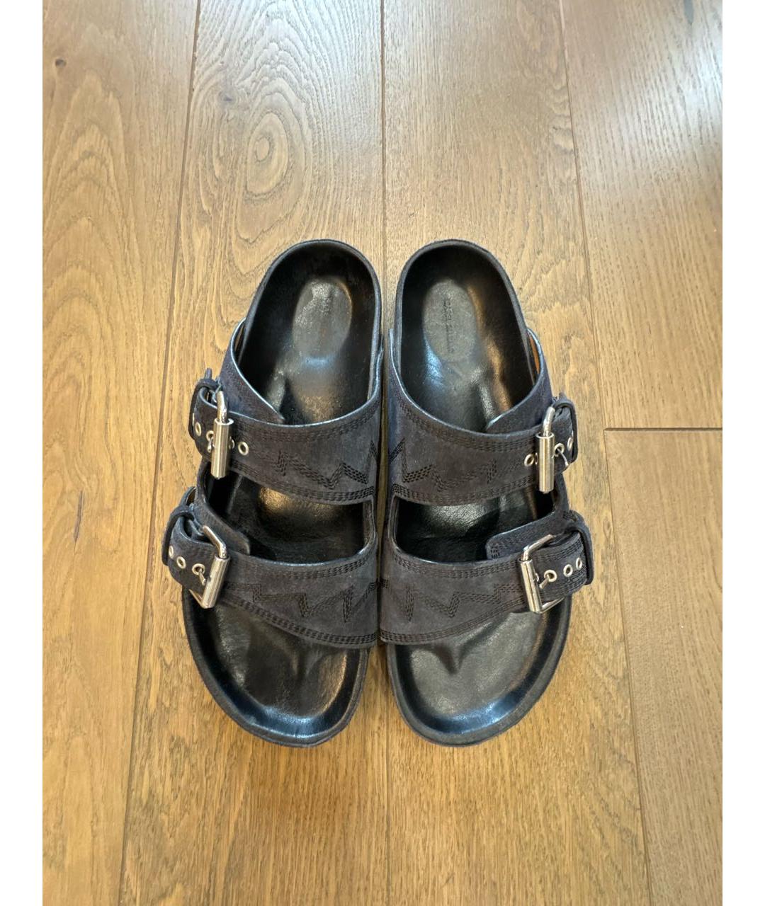 ISABEL MARANT Черные кожаные шлепанцы, фото 3