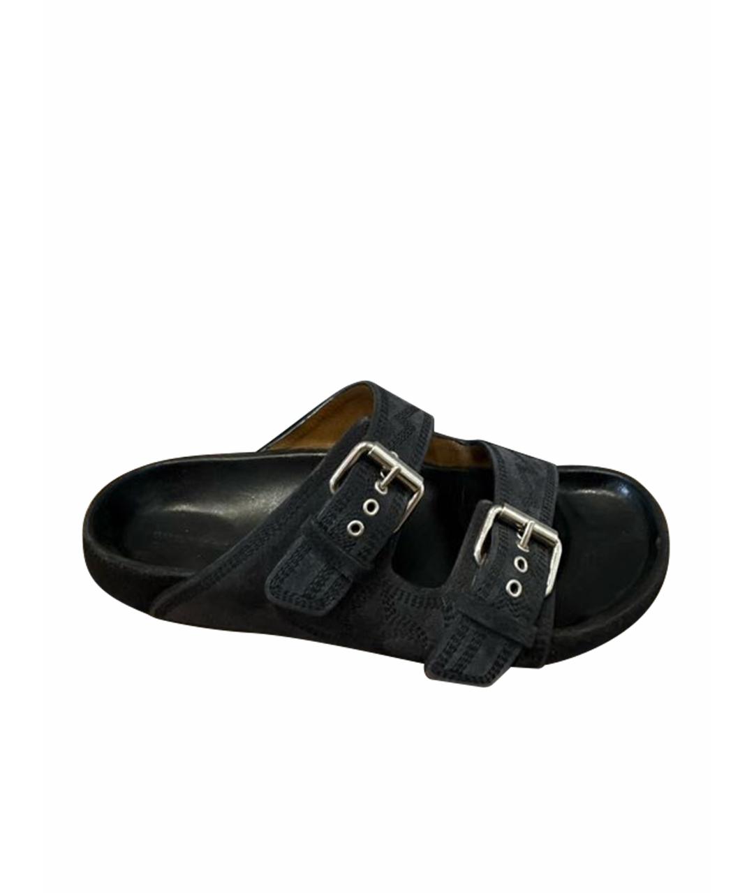 ISABEL MARANT Черные кожаные шлепанцы, фото 1