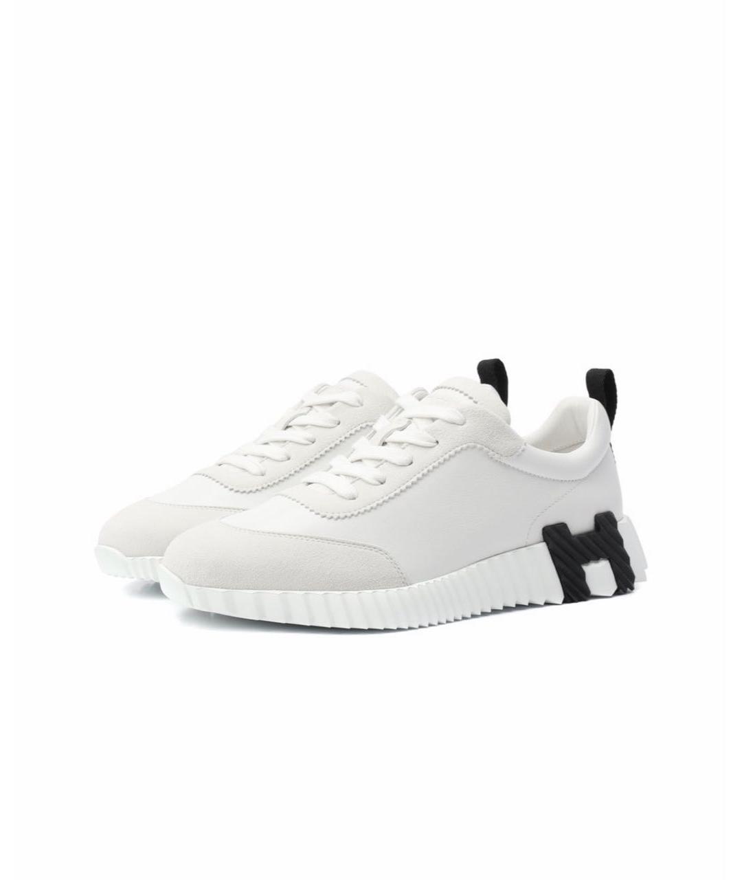 HERMES Белые кожаные низкие кроссовки / кеды, фото 3