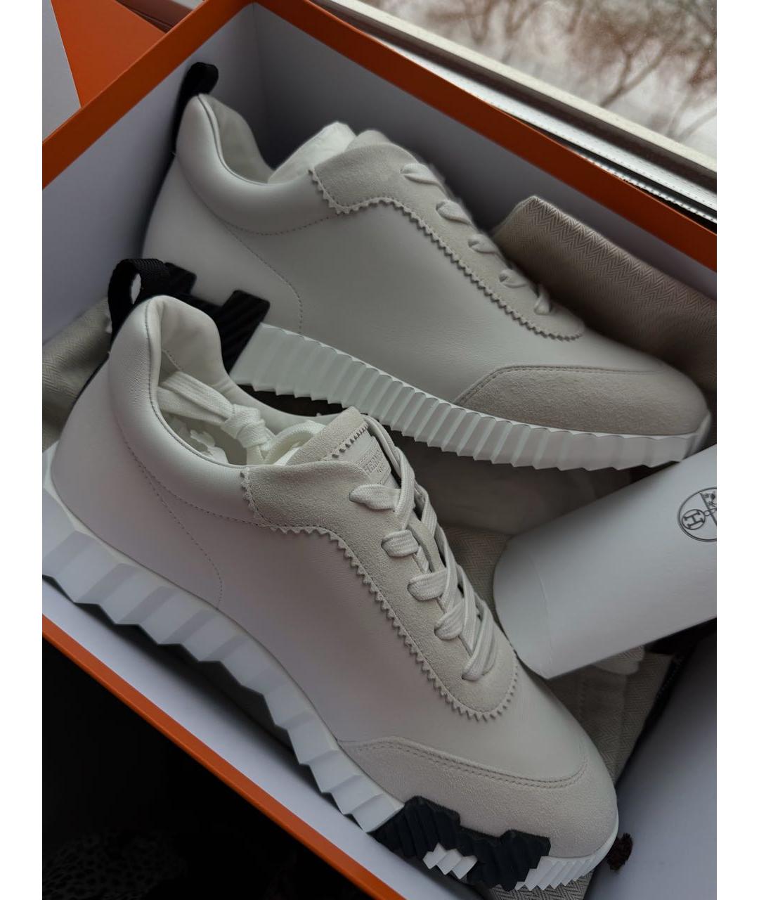 HERMES Белые кожаные низкие кроссовки / кеды, фото 8