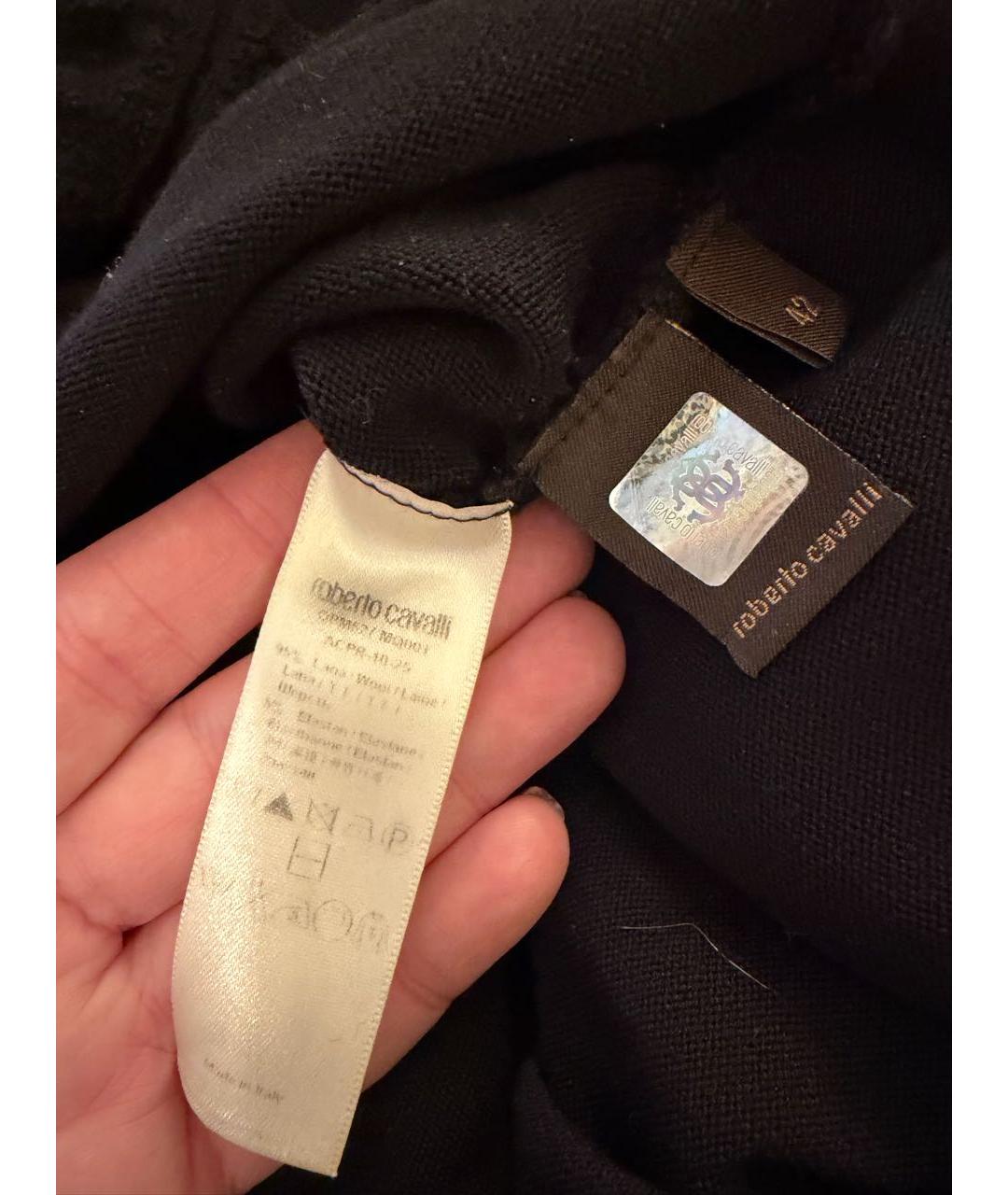 ROBERTO CAVALLI Черное шерстяное повседневное платье, фото 4