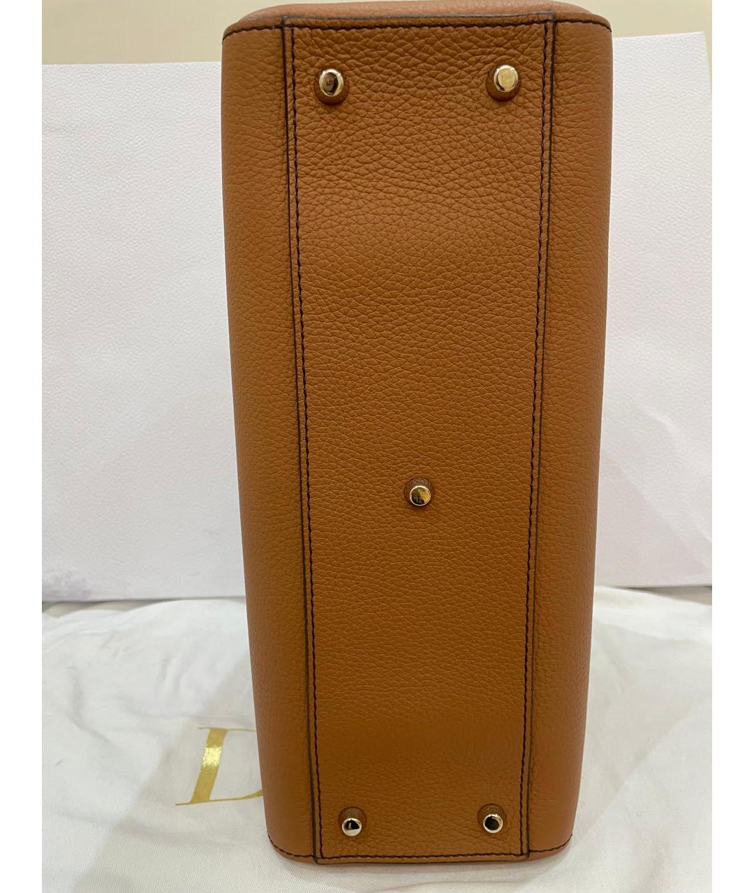 CHRISTIAN DIOR Коричневая кожаная сумка тоут, фото 5