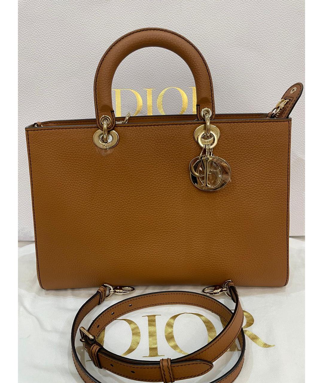 CHRISTIAN DIOR Коричневая кожаная сумка тоут, фото 8