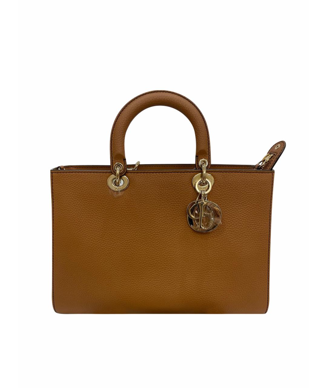 CHRISTIAN DIOR Коричневая кожаная сумка тоут, фото 1