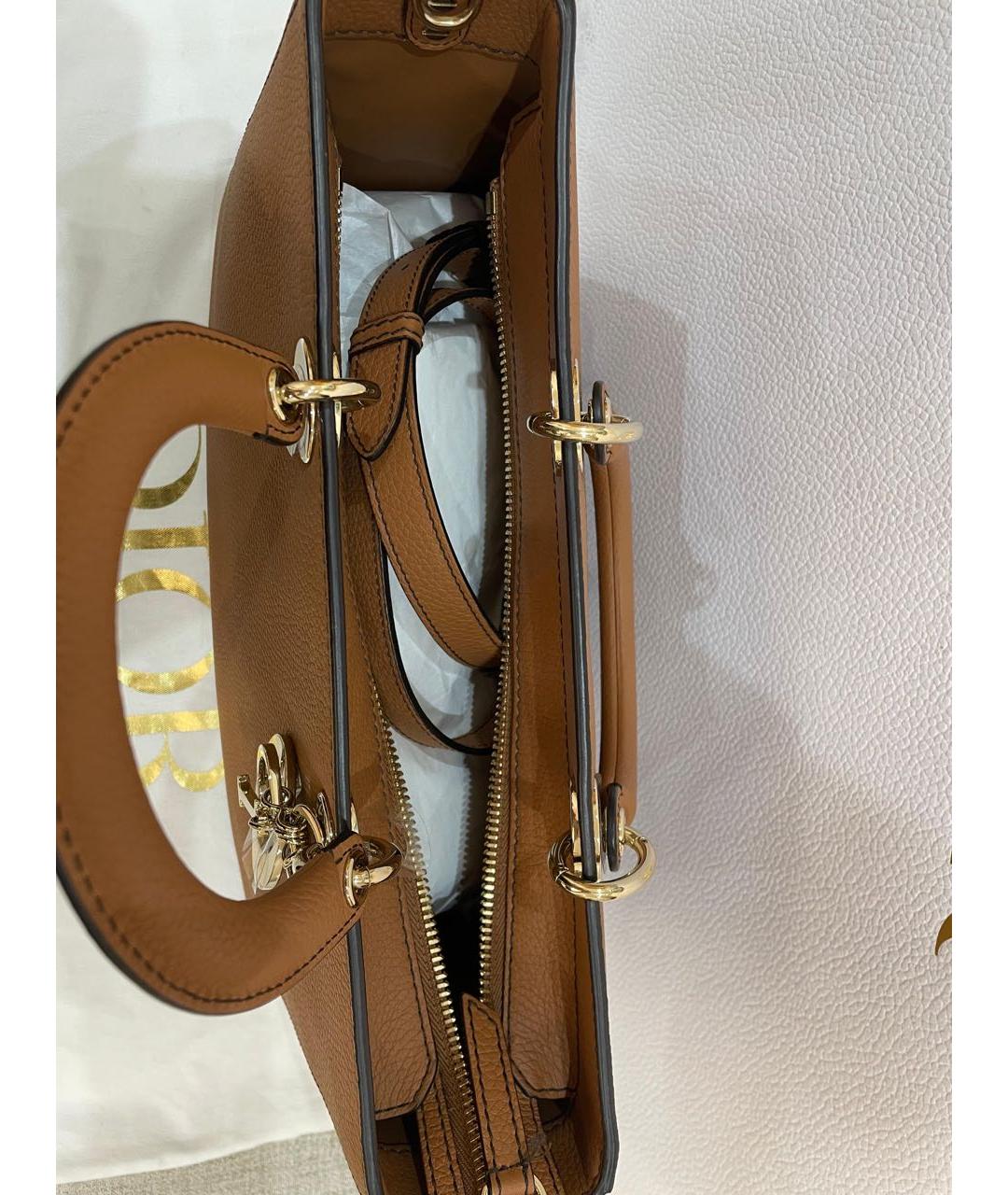 CHRISTIAN DIOR Коричневая кожаная сумка тоут, фото 4