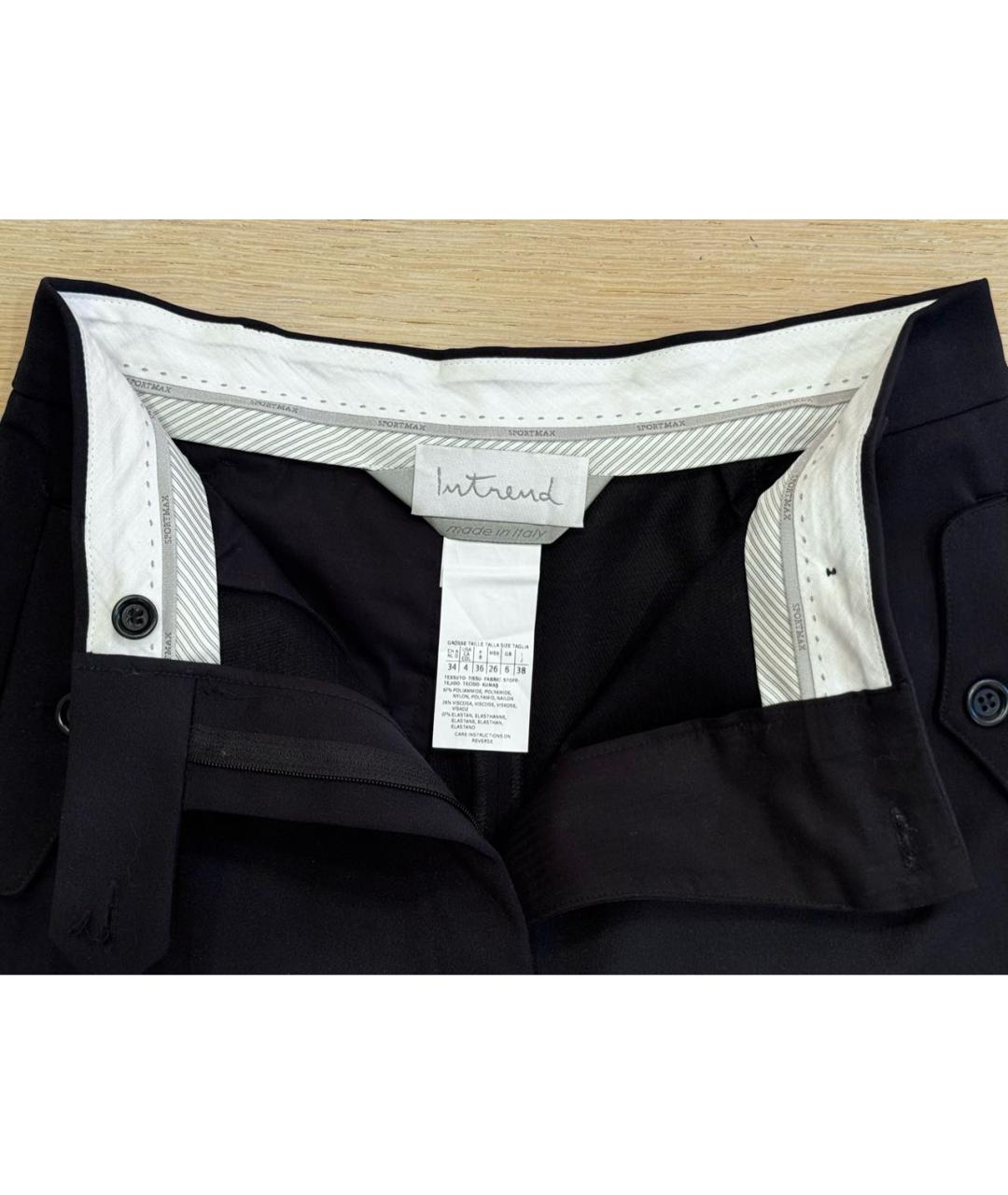 SPORTMAX Черные синтетические брюки узкие, фото 3