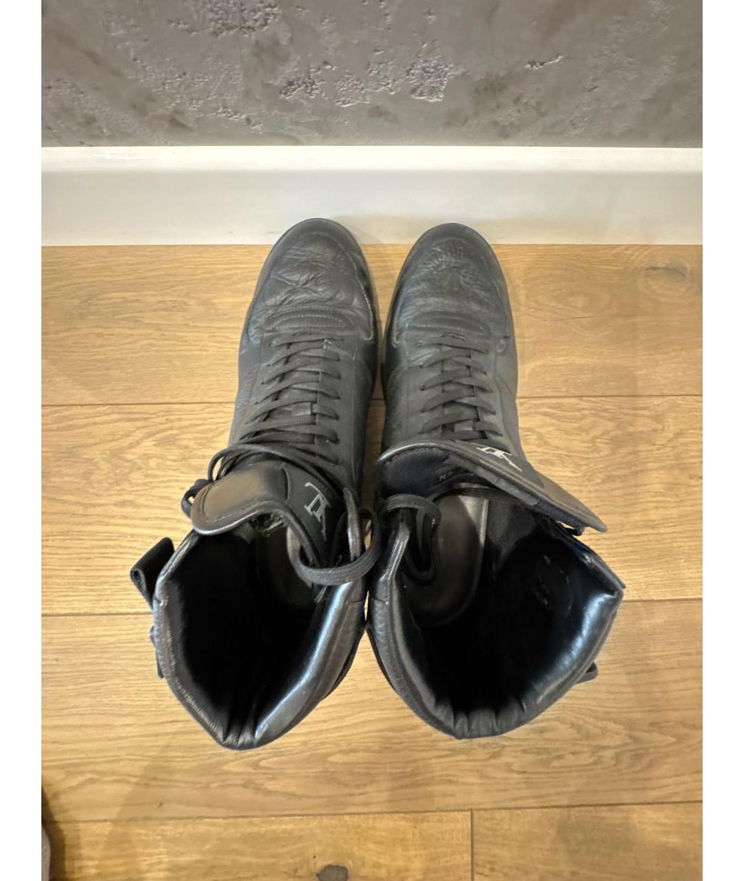 LOUIS VUITTON Черные кожаные высокие кроссовки / кеды, фото 3