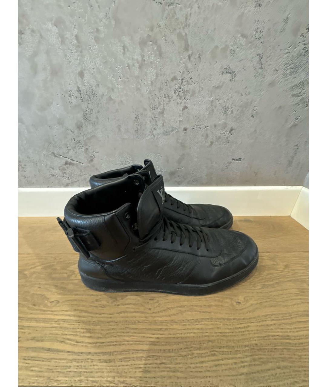 LOUIS VUITTON Черные кожаные высокие кроссовки / кеды, фото 8