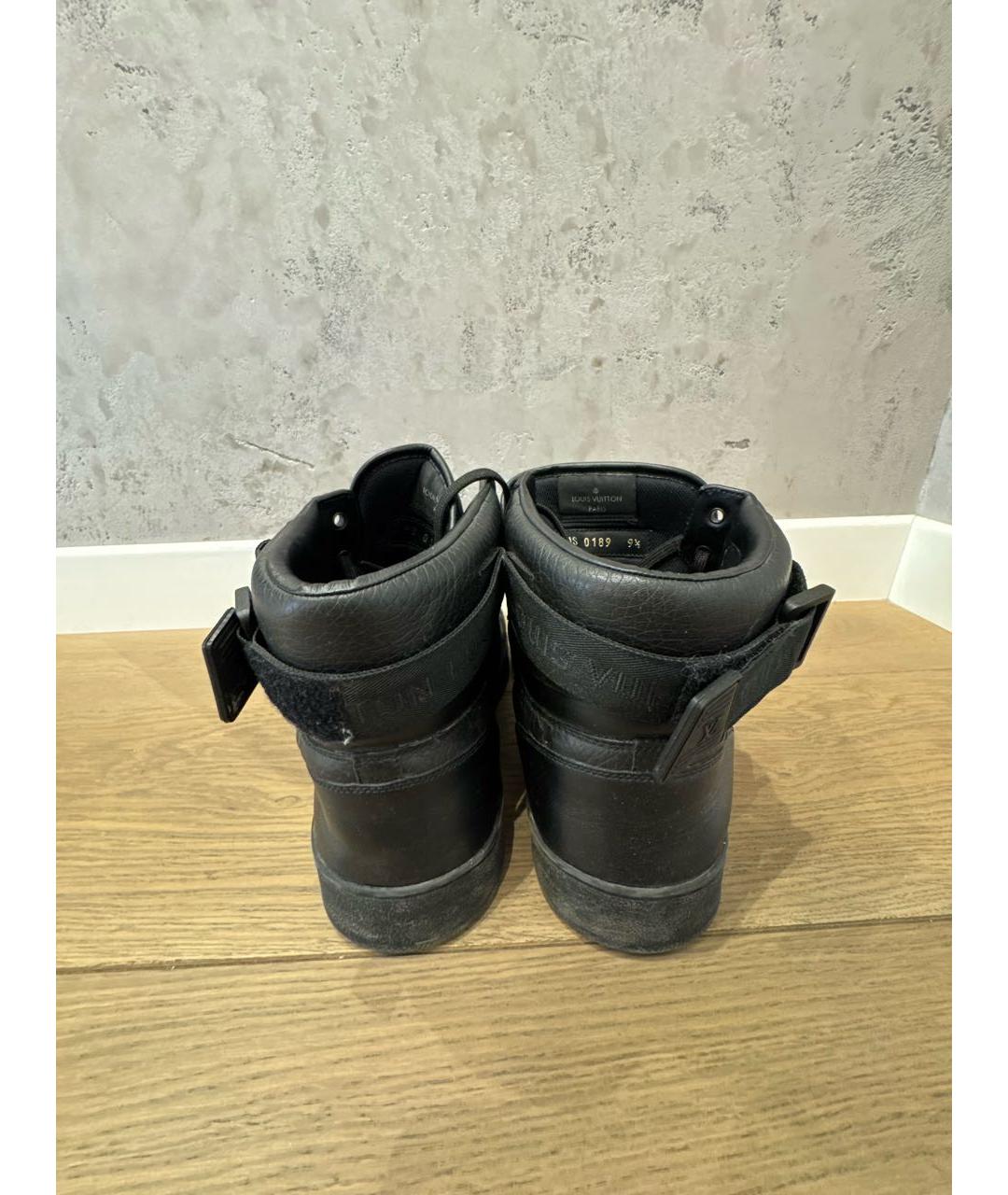 LOUIS VUITTON Черные кожаные высокие кроссовки / кеды, фото 4