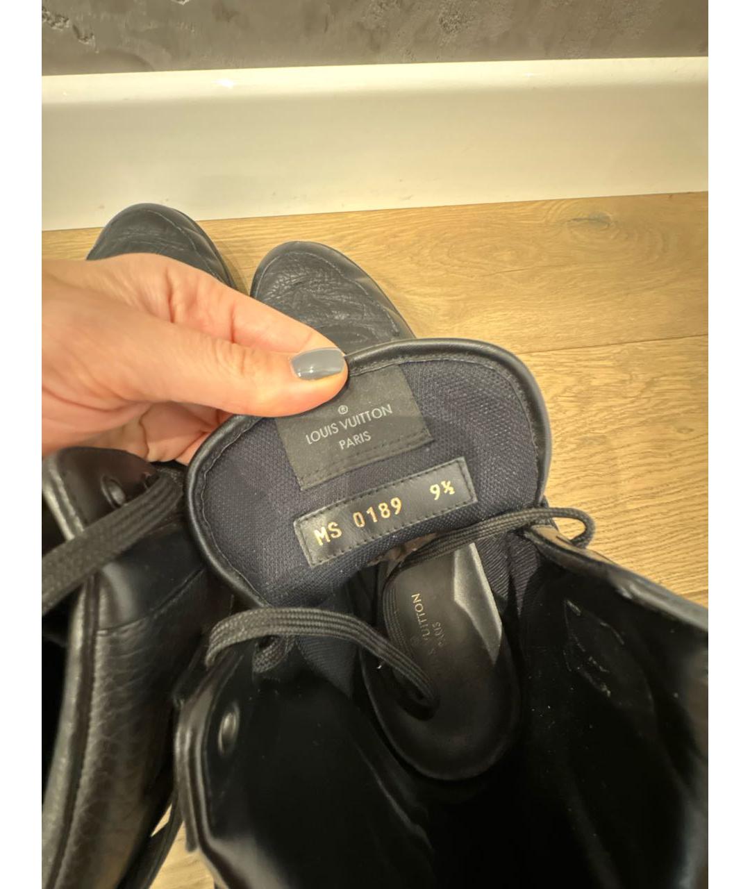 LOUIS VUITTON Черные кожаные высокие кроссовки / кеды, фото 5