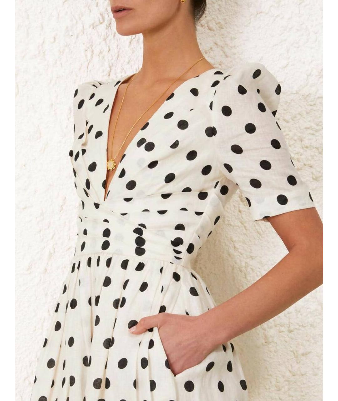 ZIMMERMANN Белое льняное коктейльное платье, фото 2