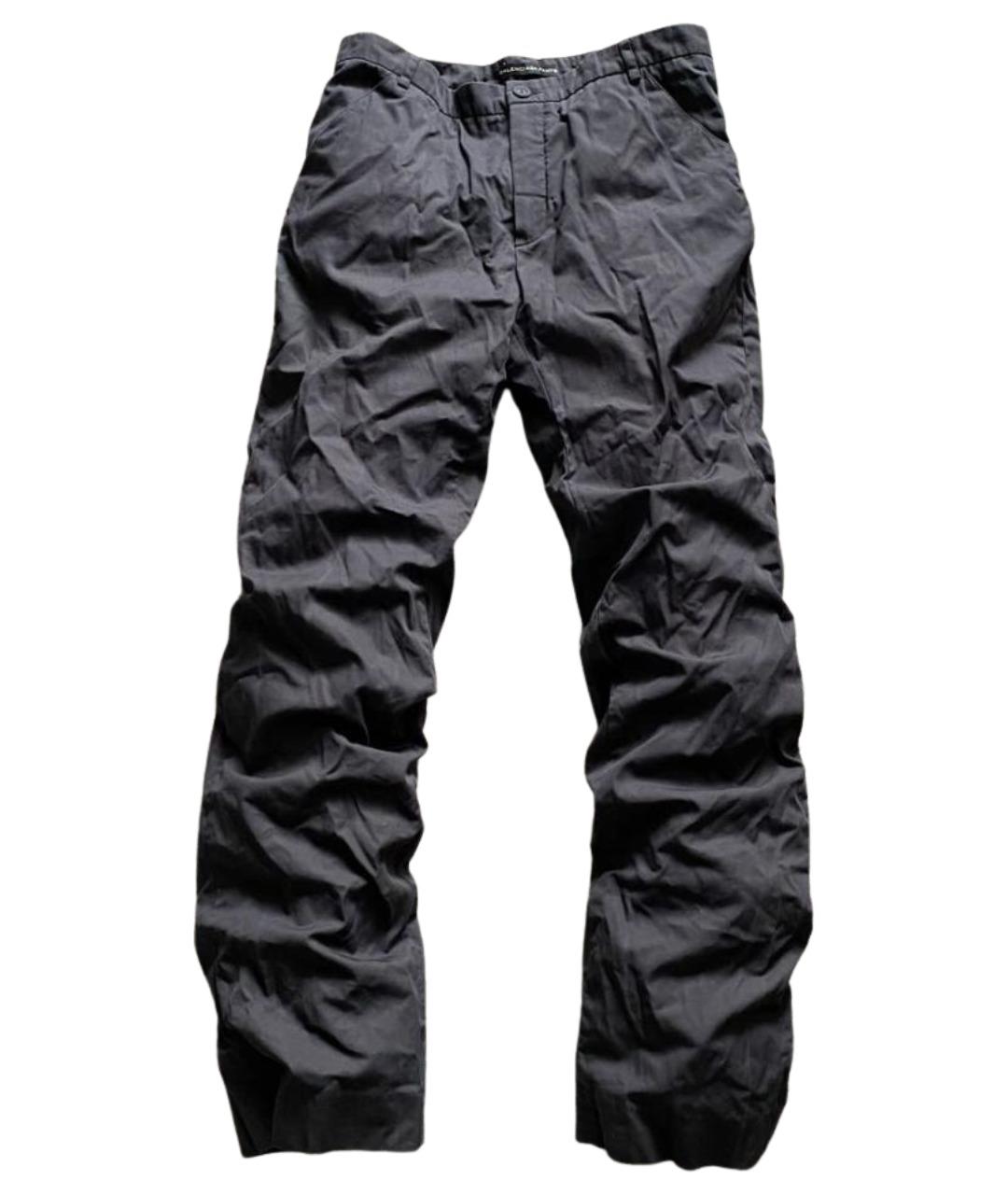 BALENCIAGA Антрацитовые хлопковые повседневные брюки, фото 1