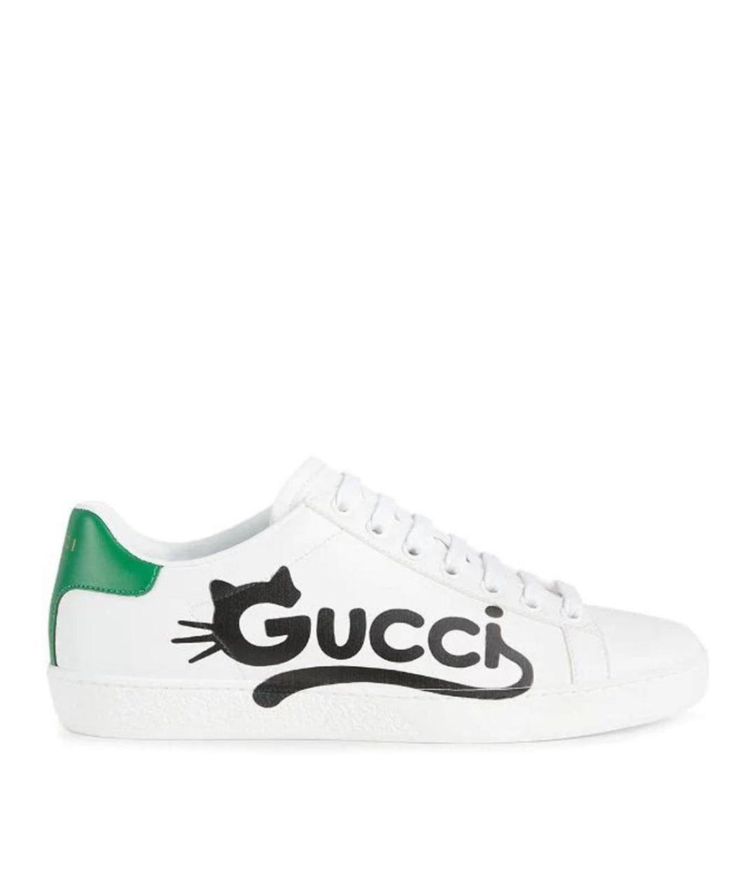 GUCCI Белые кожаные кеды, фото 1