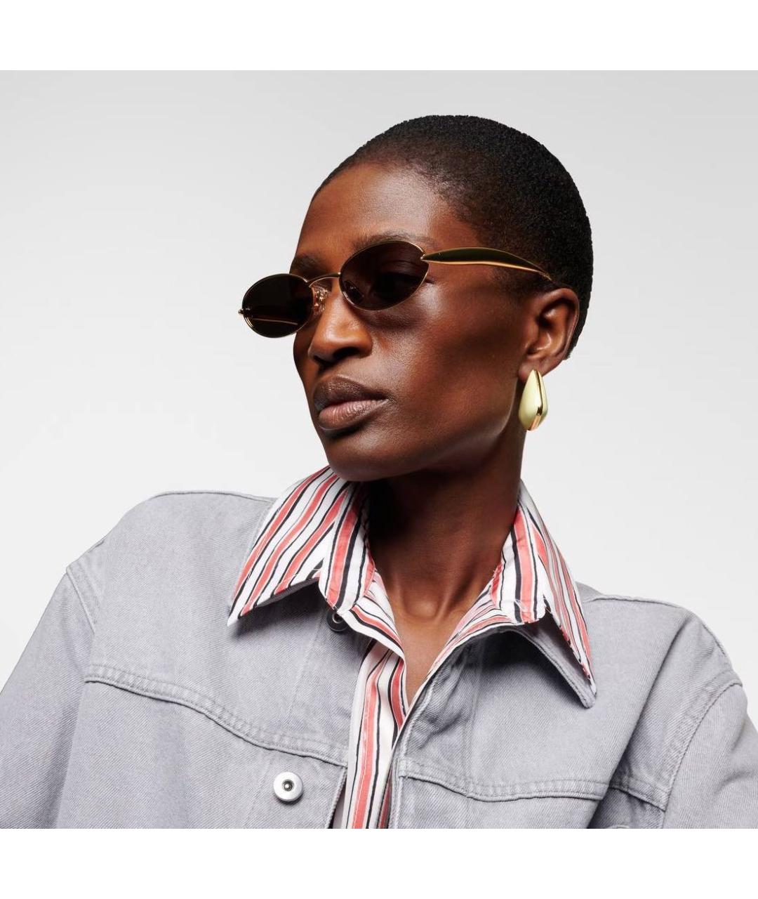 BOTTEGA VENETA Коричневые металлические солнцезащитные очки, фото 5