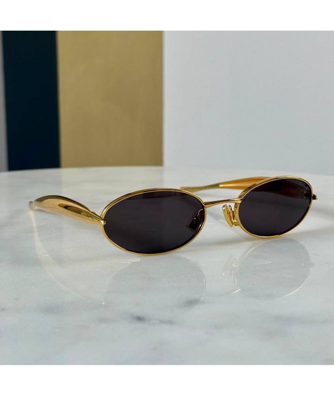 BOTTEGA VENETA Коричневые металлические солнцезащитные очки, фото 3