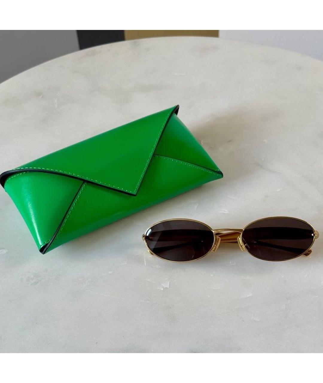 BOTTEGA VENETA Коричневые металлические солнцезащитные очки, фото 2