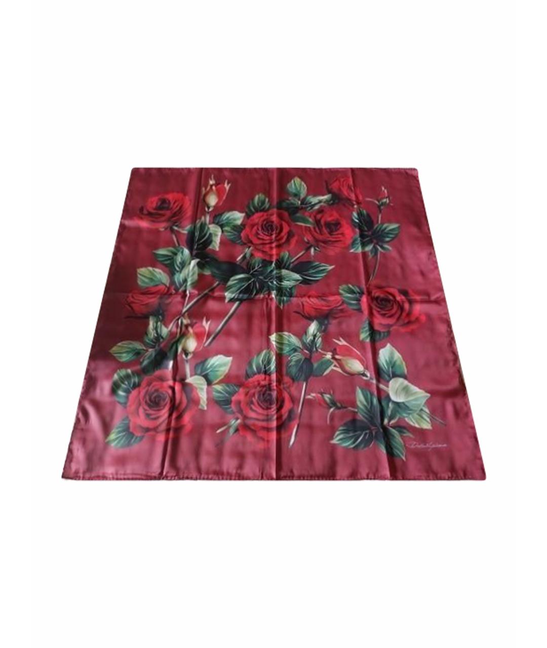 DOLCE&GABBANA Бордовый шелковый платок, фото 1