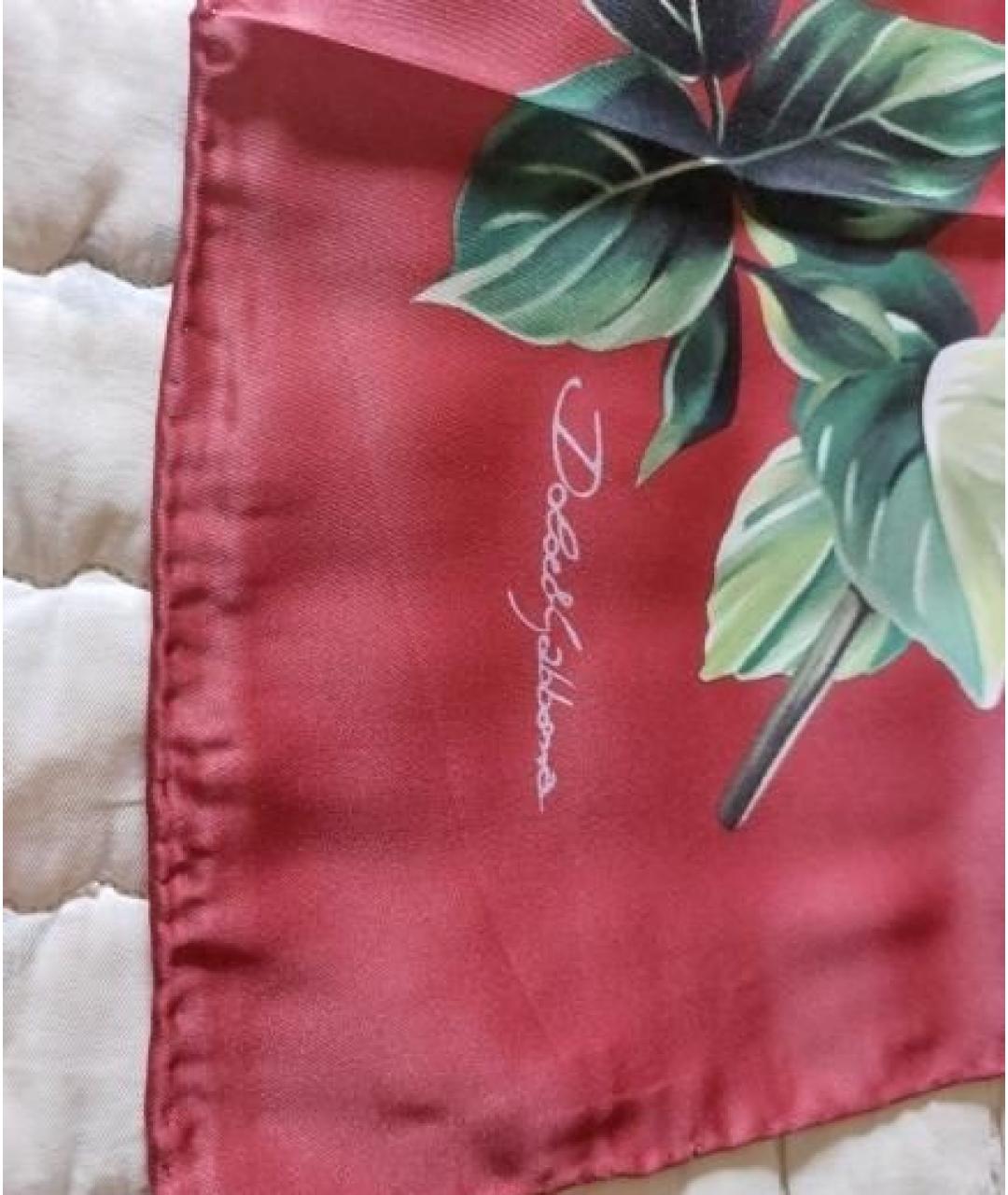 DOLCE&GABBANA Бордовый шелковый платок, фото 4