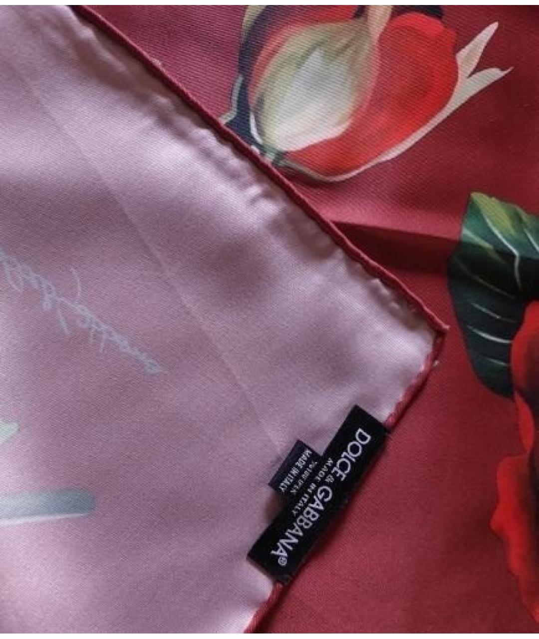 DOLCE&GABBANA Бордовый шелковый платок, фото 5