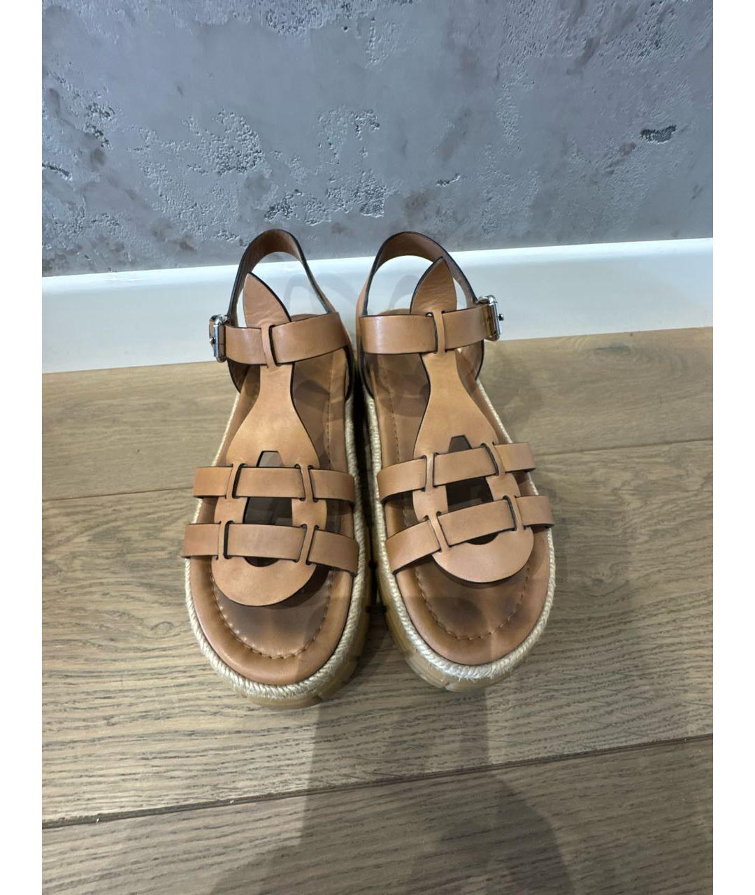 PRADA Коричневые кожаные сандалии, фото 2