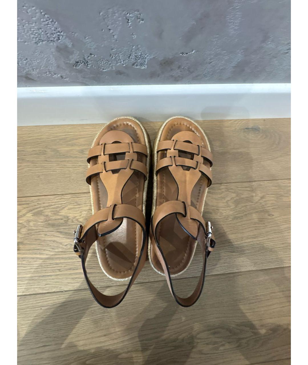 PRADA Коричневые кожаные сандалии, фото 3