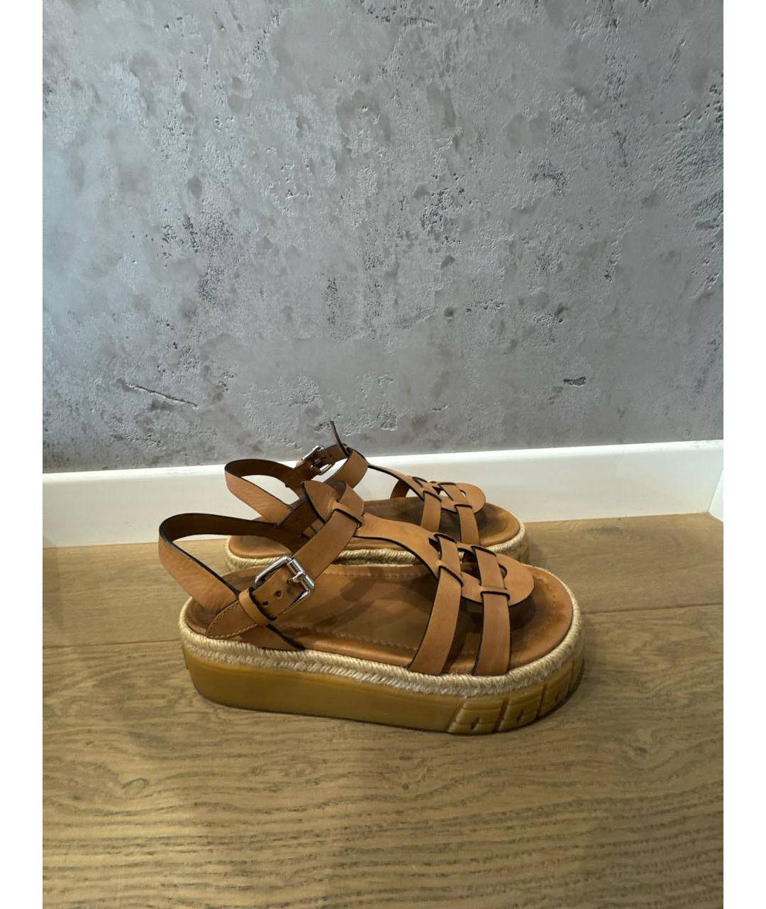 PRADA Коричневые кожаные сандалии, фото 8