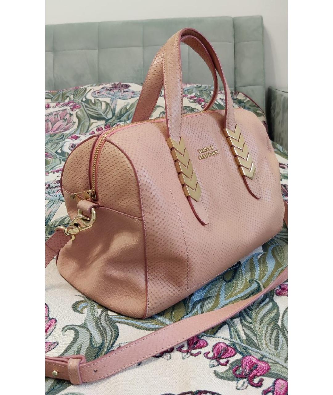 VERSACE COLLECTION Розовая кожаная сумка с короткими ручками, фото 2