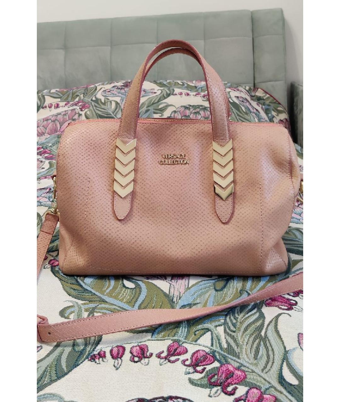 VERSACE COLLECTION Розовая кожаная сумка с короткими ручками, фото 10