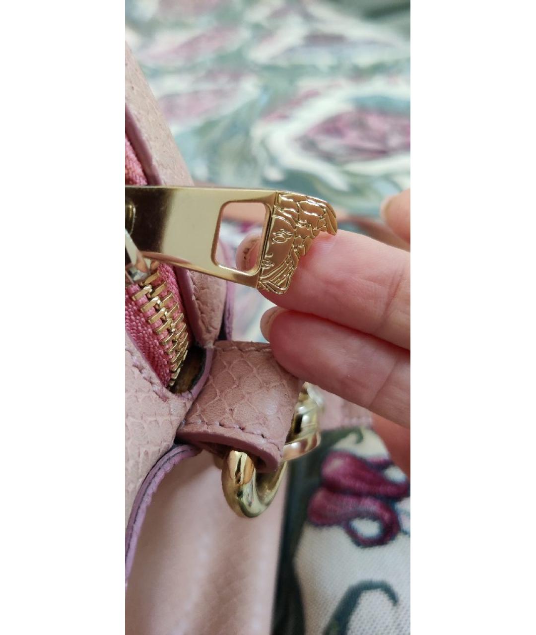 VERSACE COLLECTION Розовая кожаная сумка с короткими ручками, фото 6
