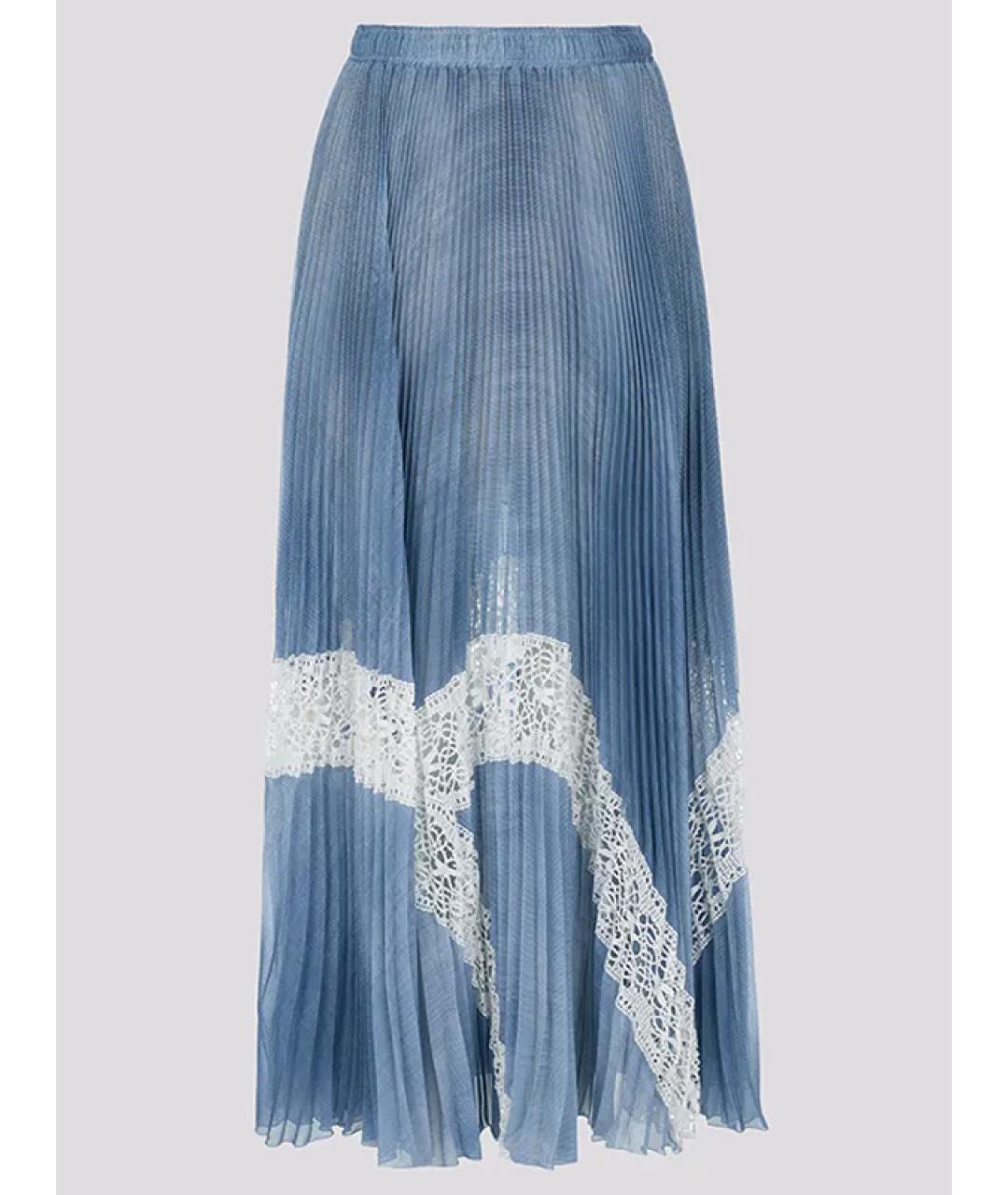 ERMANNO SCERVINO Голубая полиэстеровая юбка миди, фото 4