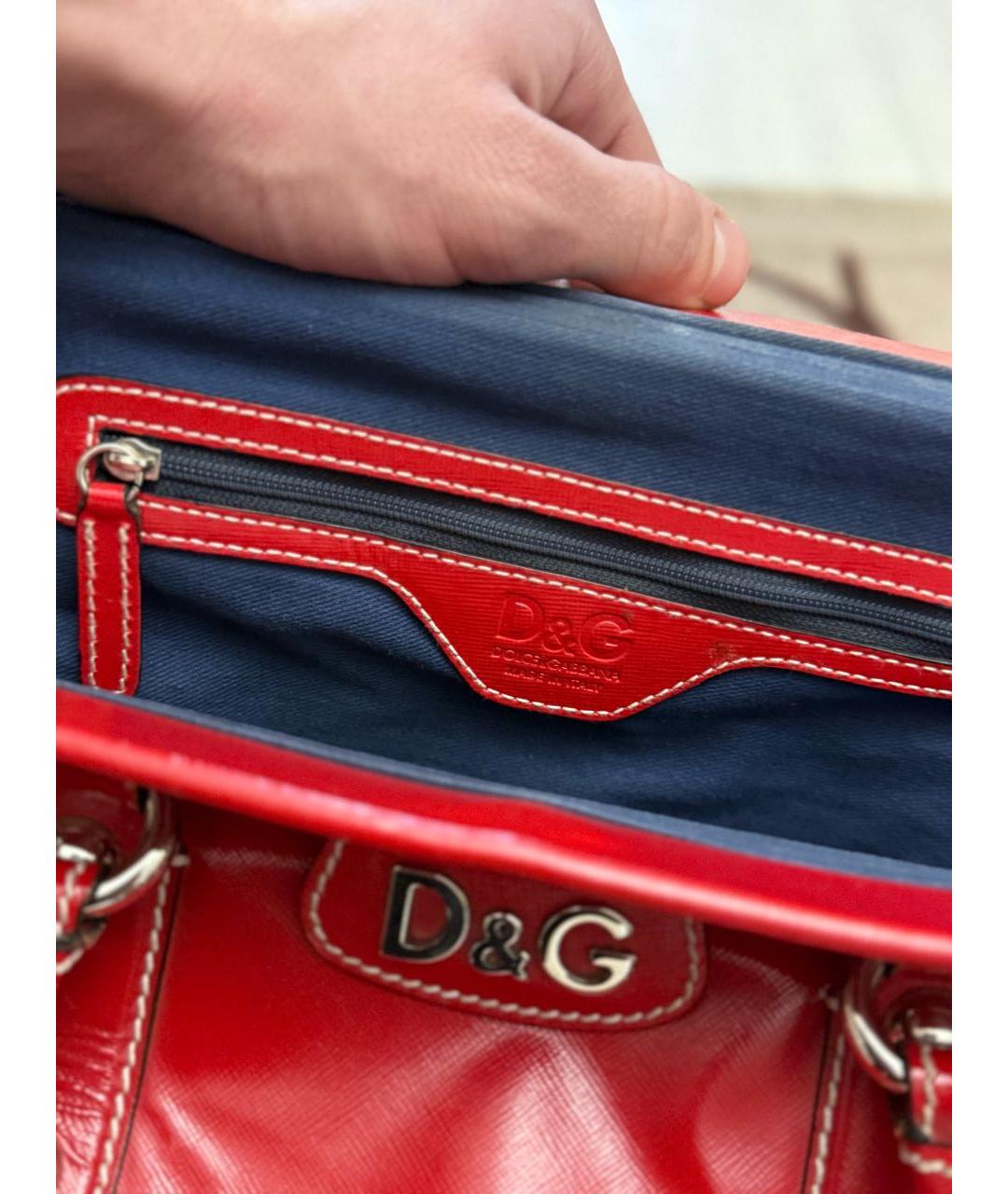 DOLCE&GABBANA Красная сумка тоут из лакированной кожи, фото 5