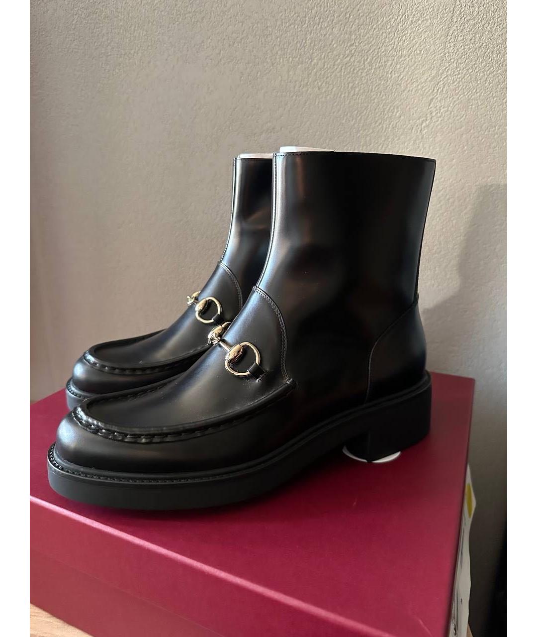 GUCCI Черные кожаные полусапоги, фото 6