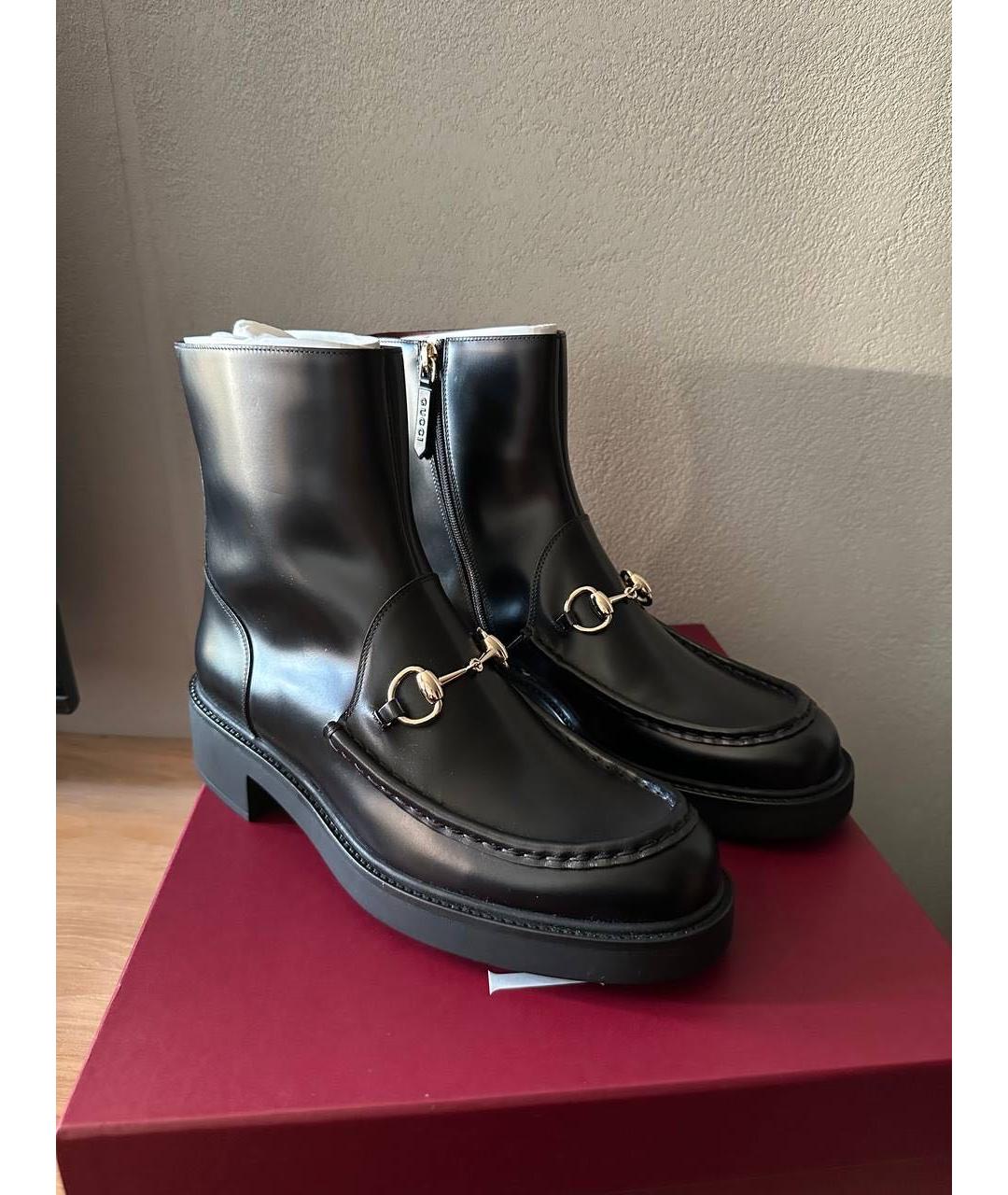 GUCCI Черные кожаные полусапоги, фото 5