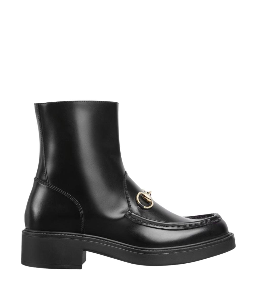 GUCCI Черные кожаные полусапоги, фото 1