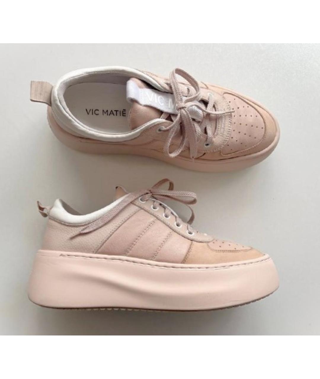 VIC MATIE Розовые кожаные кеды, фото 4