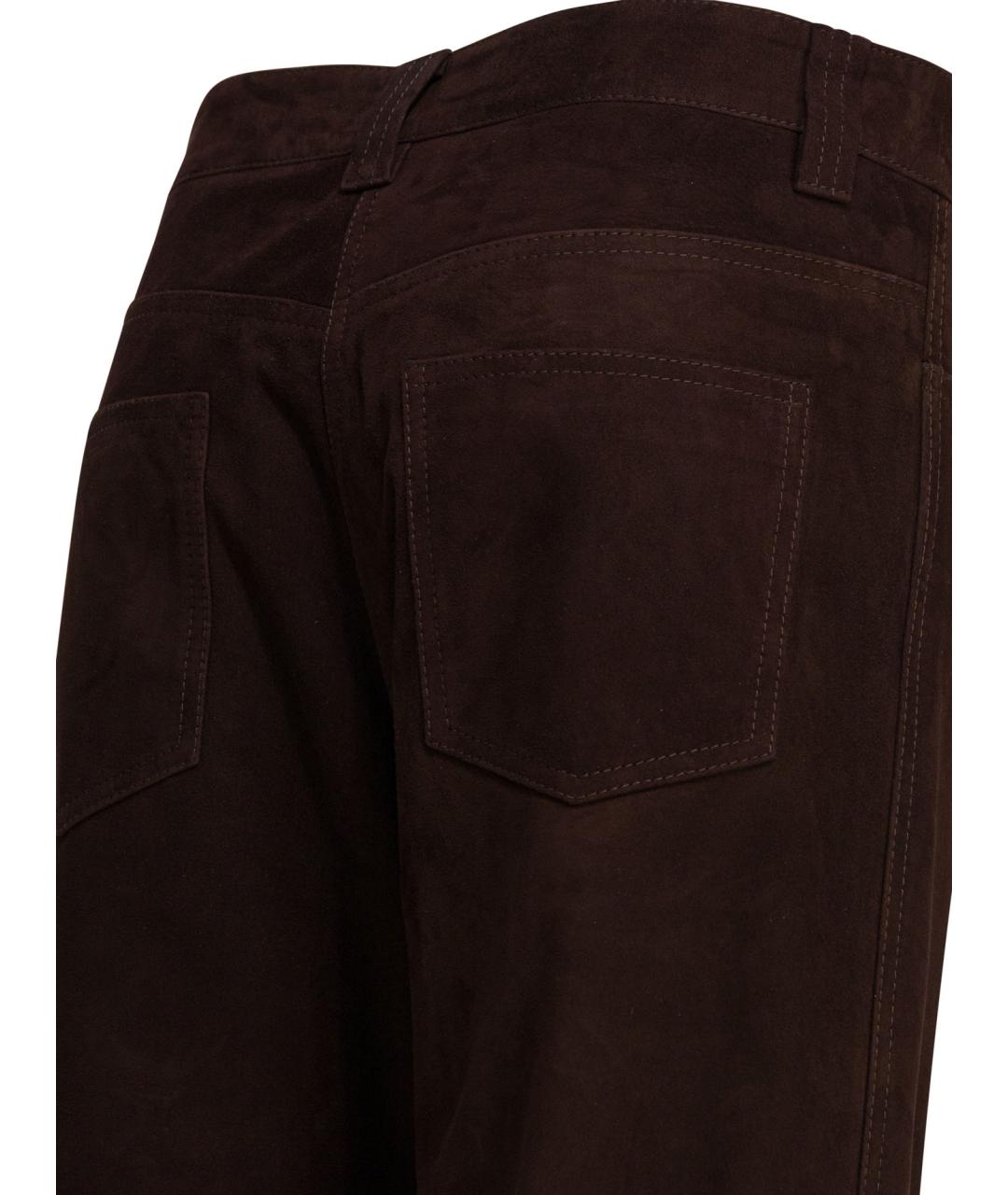 KHAITE Коричневые замшевые прямые брюки, фото 4