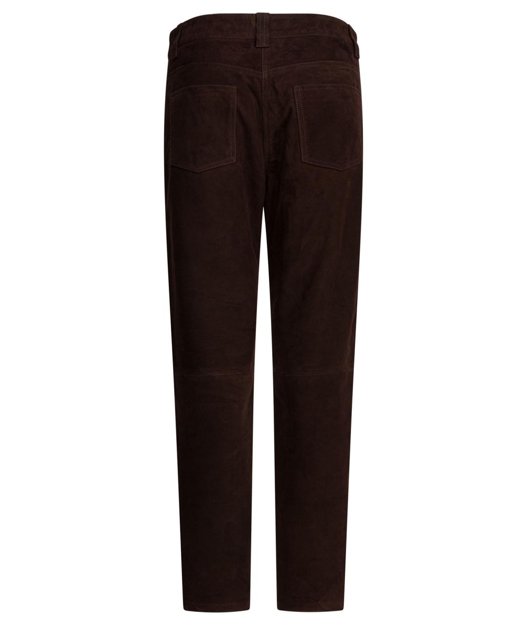 KHAITE Коричневые замшевые прямые брюки, фото 2