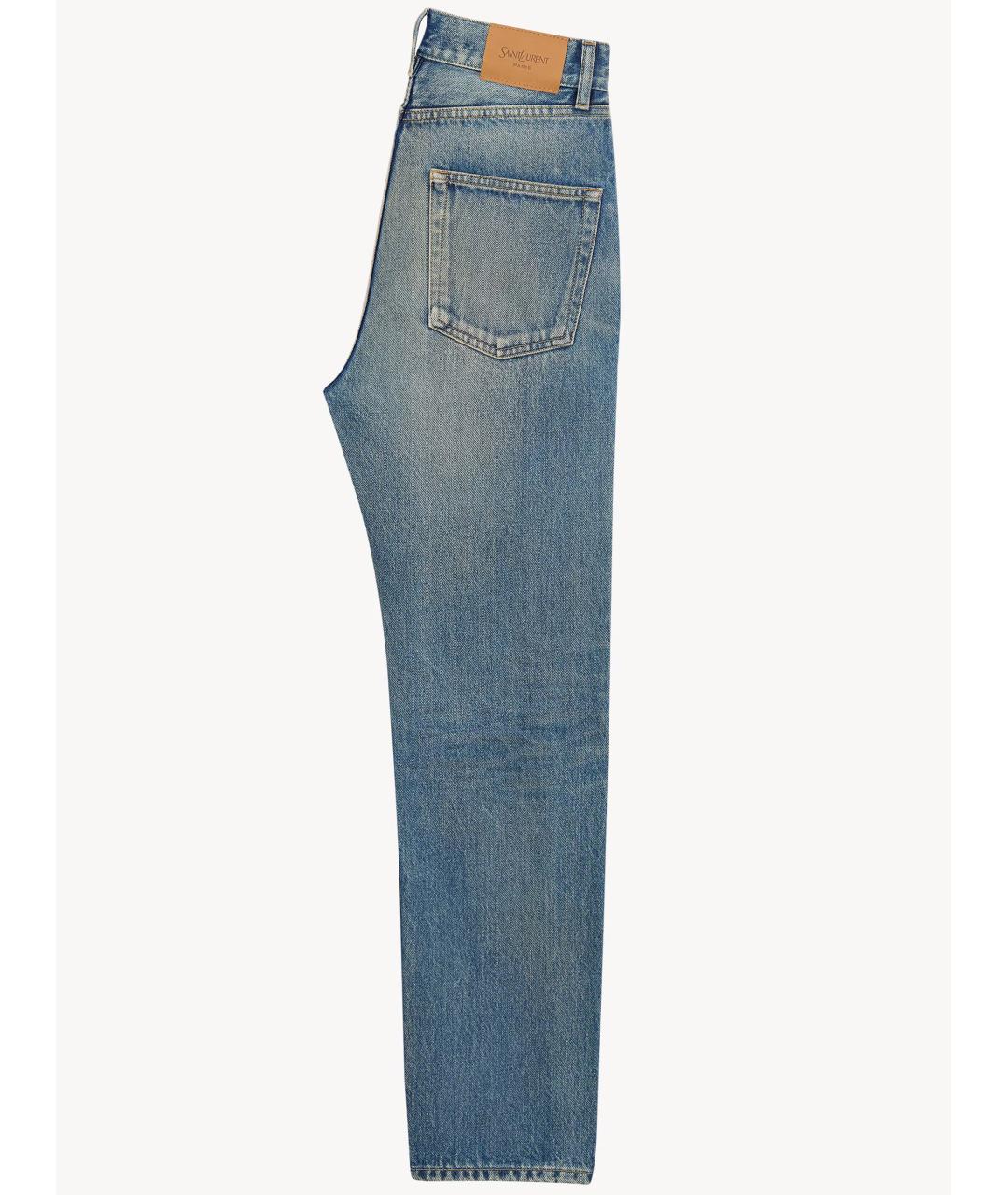SAINT LAURENT Синие хлопковые прямые джинсы, фото 2