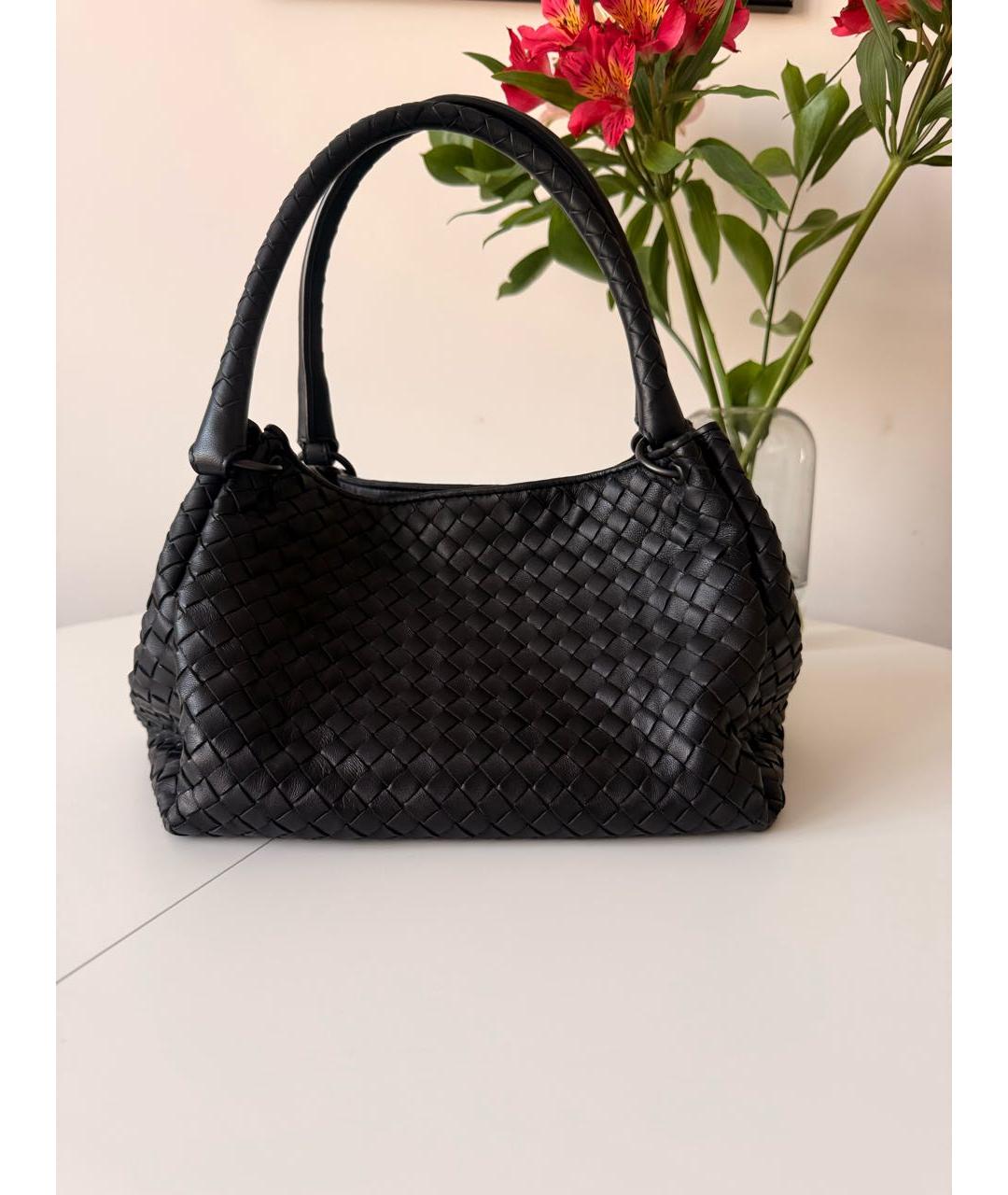 BOTTEGA VENETA Черная кожаная сумка тоут, фото 9