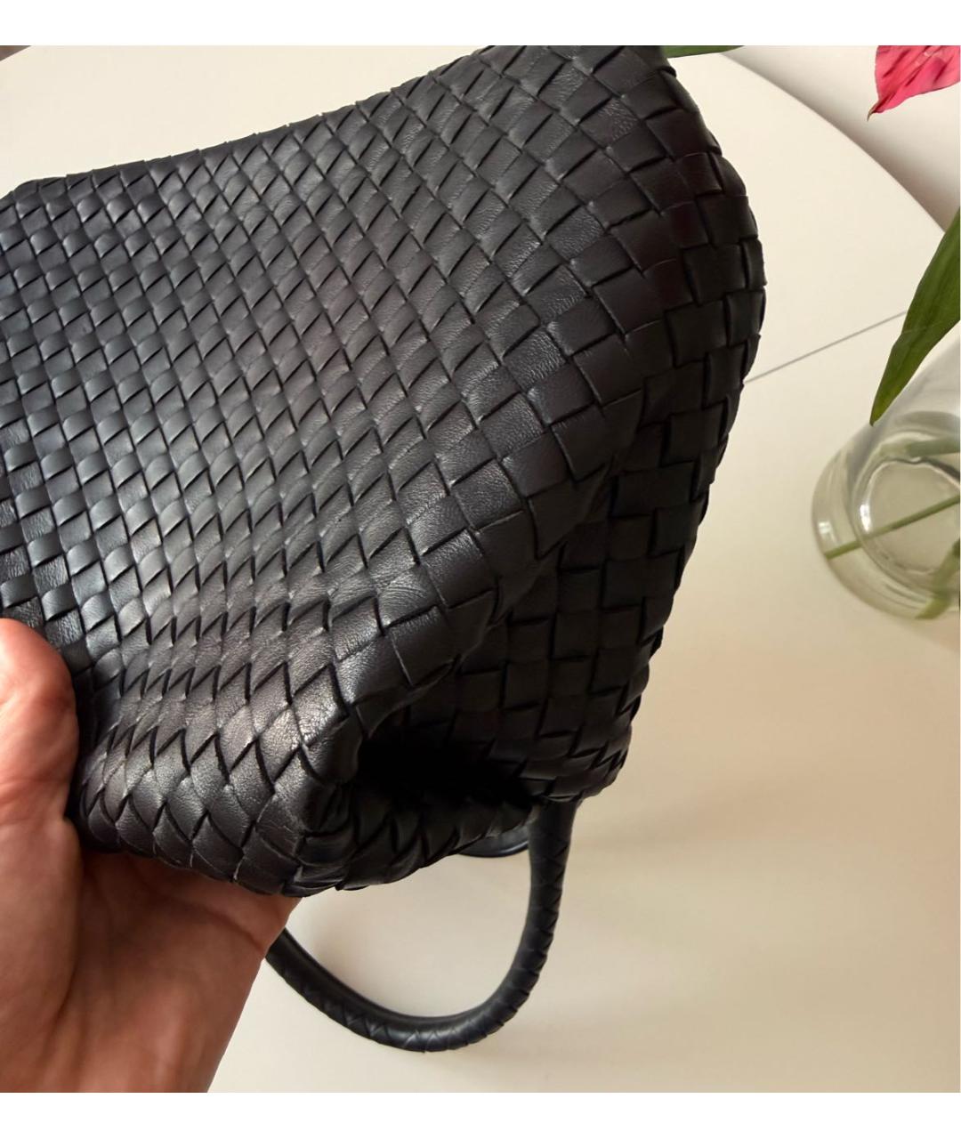 BOTTEGA VENETA Черная кожаная сумка тоут, фото 6