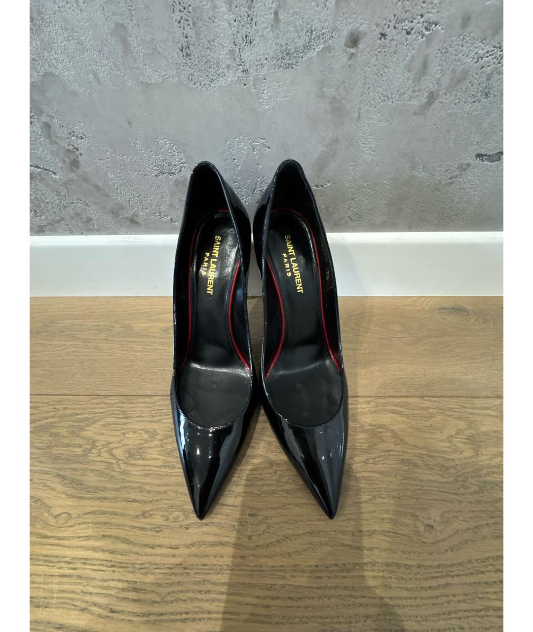 SAINT LAURENT Черные туфли из лакированной кожи, фото 2