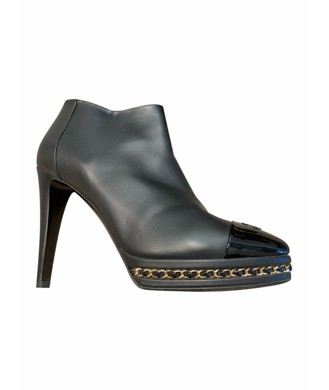 CHANEL Черные кожаные ботильоны, фото 1