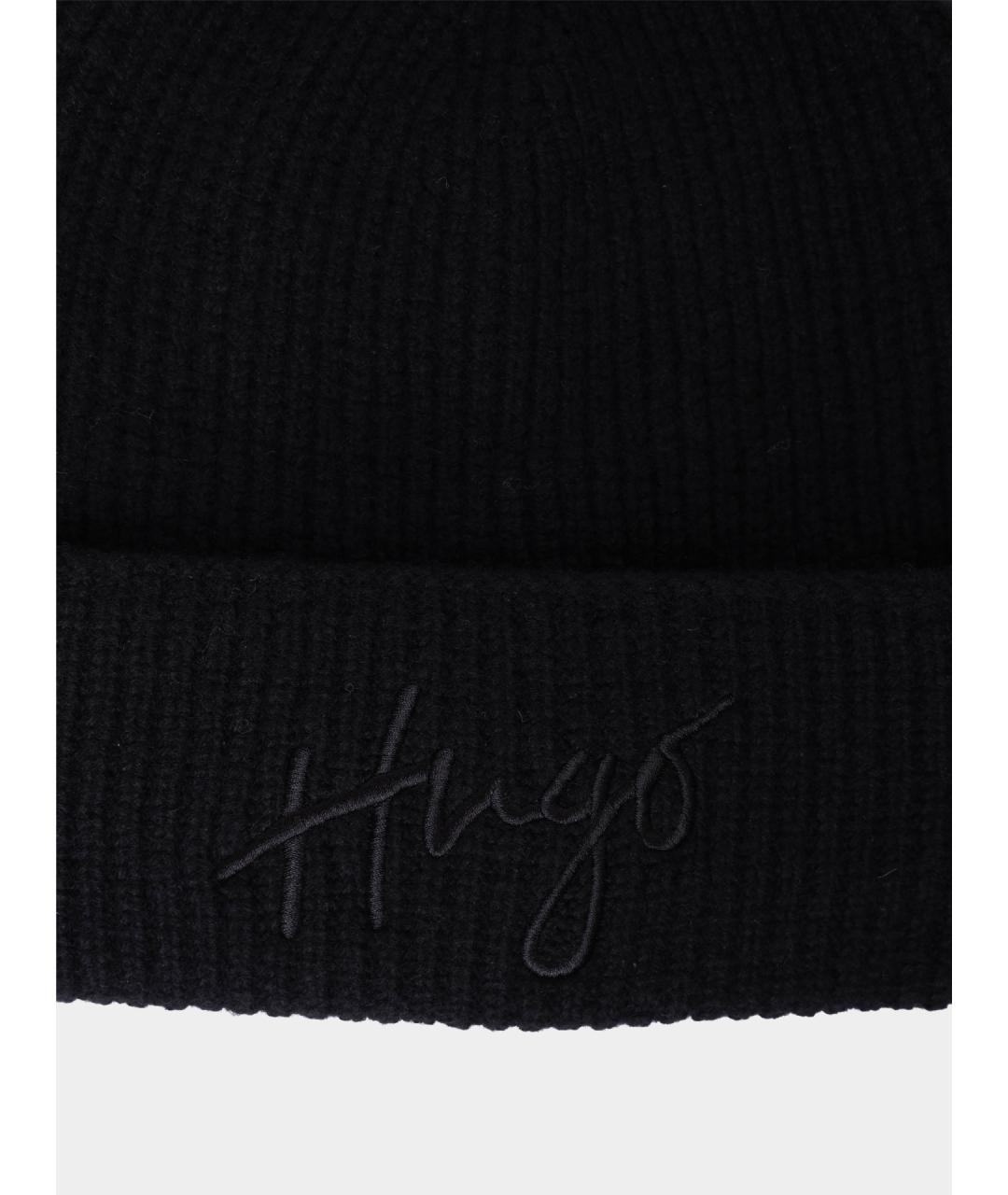 HUGO Черная шапка, фото 2
