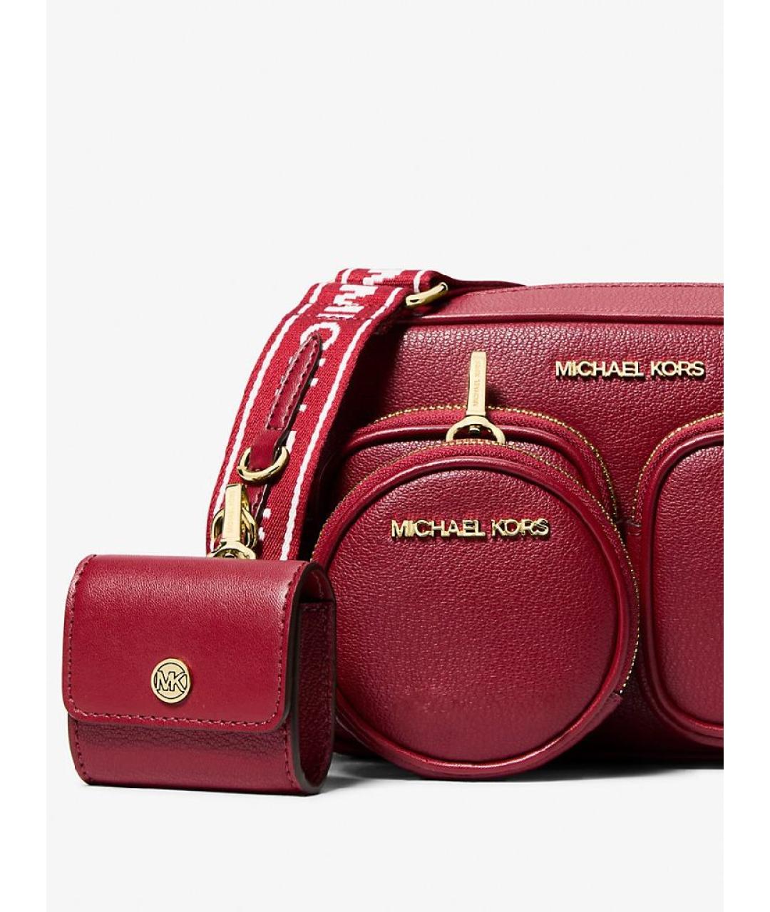 MICHAEL KORS Бордовая кожаная сумка через плечо, фото 3