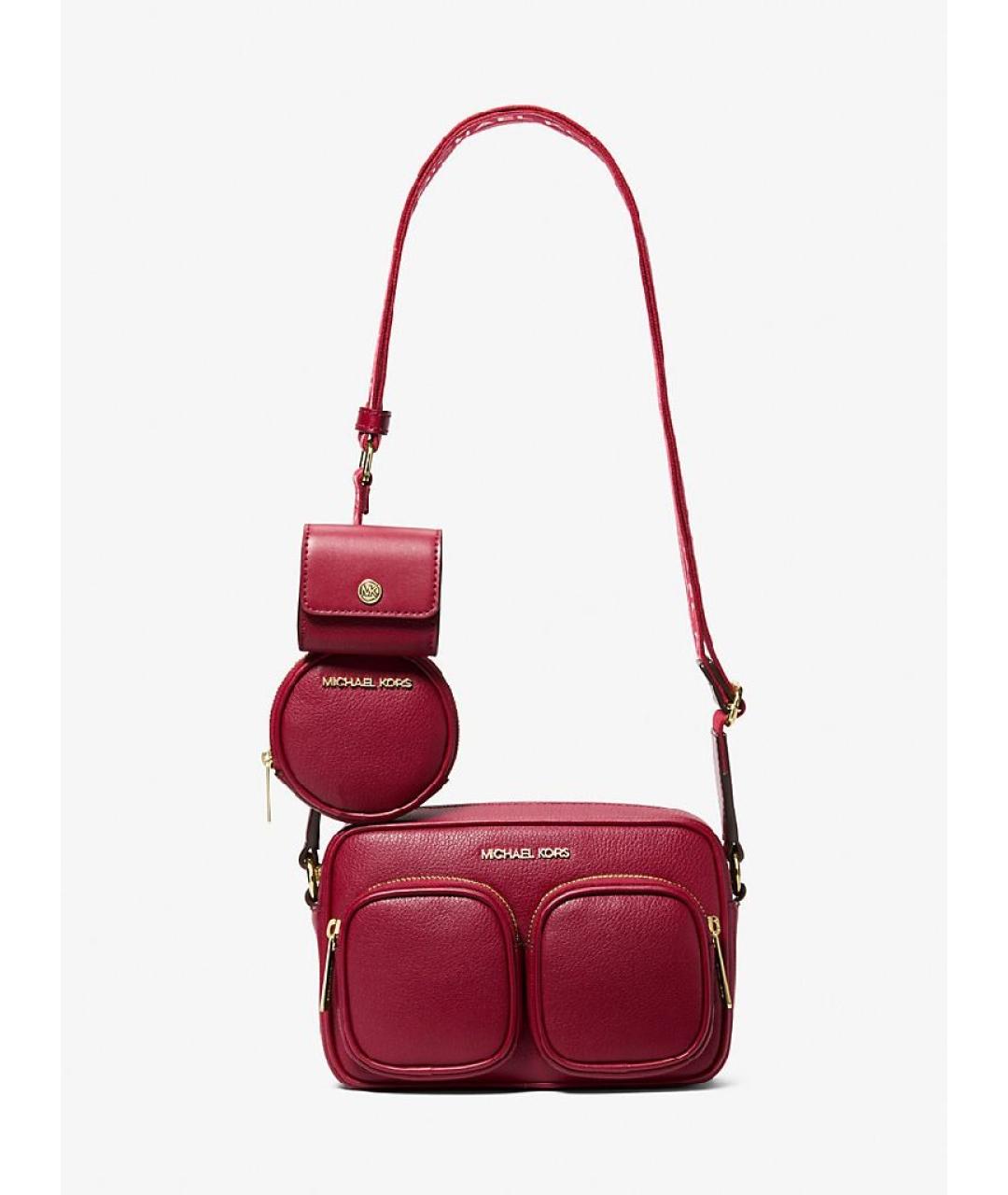 MICHAEL KORS Бордовая кожаная сумка через плечо, фото 5