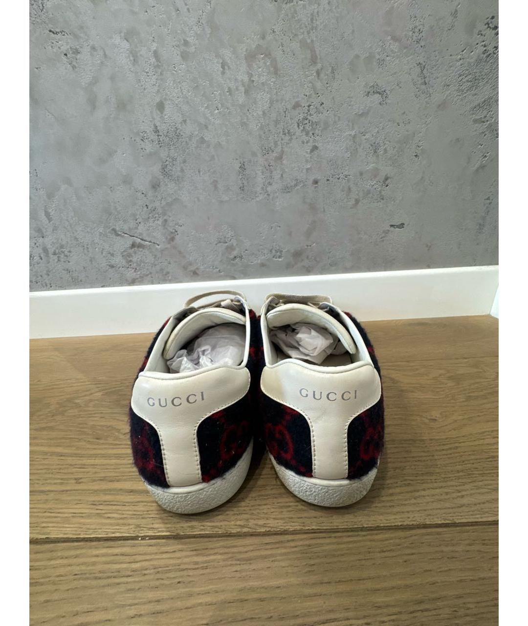 GUCCI Синие текстильные низкие кроссовки / кеды, фото 4